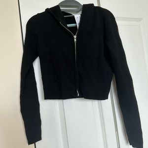 Knit crop jacket hoody.